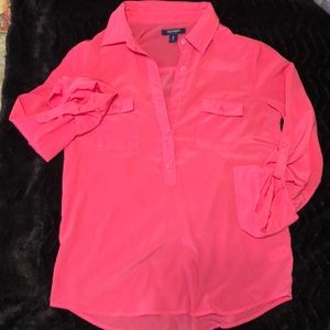 Neon Pink 3/4 Button Down